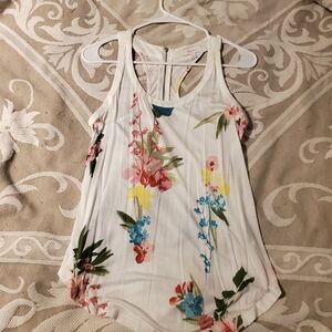 Candie's Floral Print Tank Top - White and Multicolor